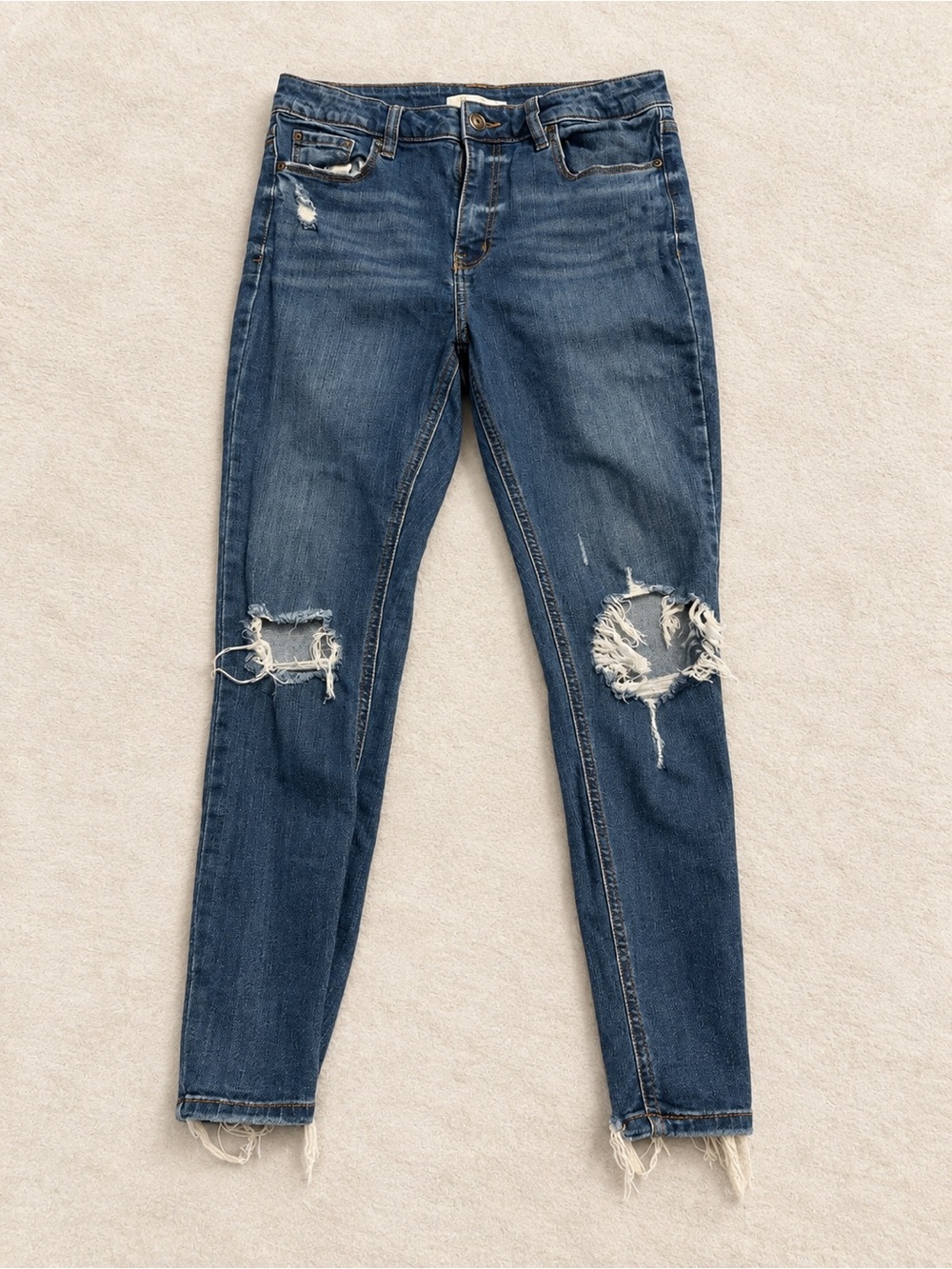 eunina Dark Blue Distressed Skinny Jeans